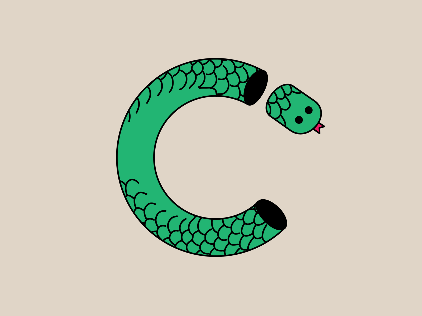 C 36 days of type 36daysoftype c cartoon character cute illustration line art snake snake logo typography vector