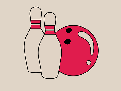 D 36 days of type bowl bowling bowling ball bowling pin cartoon illustration line art pink sport vector