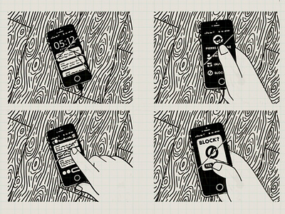 Blocked art black and white block comic comic book drawing hand hand illustration illustration line art line illustration message message app phone sketch ui