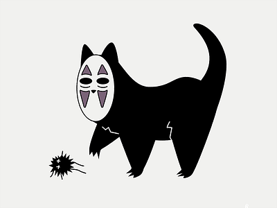 No Snout anime cat character design cute drawing fanart ghibli illustration no face spirited away
