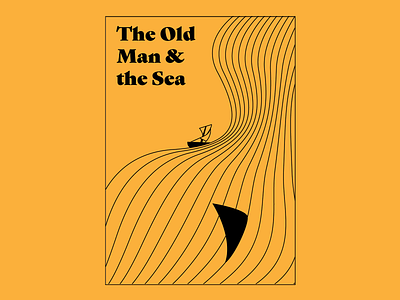 The Old Man and the Sea boat book book cover design graphic design illustration line art ocean poster sea typography