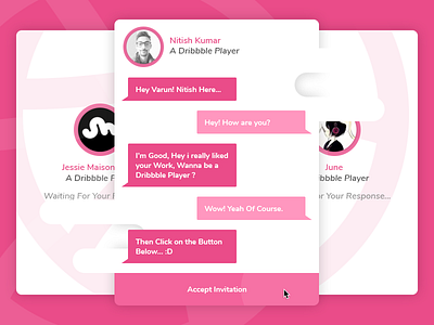 My First Post accept chat dribbble flat invite thankyou ui ux webkul