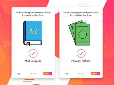 Marketplace Onboarding Slides app ecommerce icon illustration language marketplace material money onboarding ui ux webkul