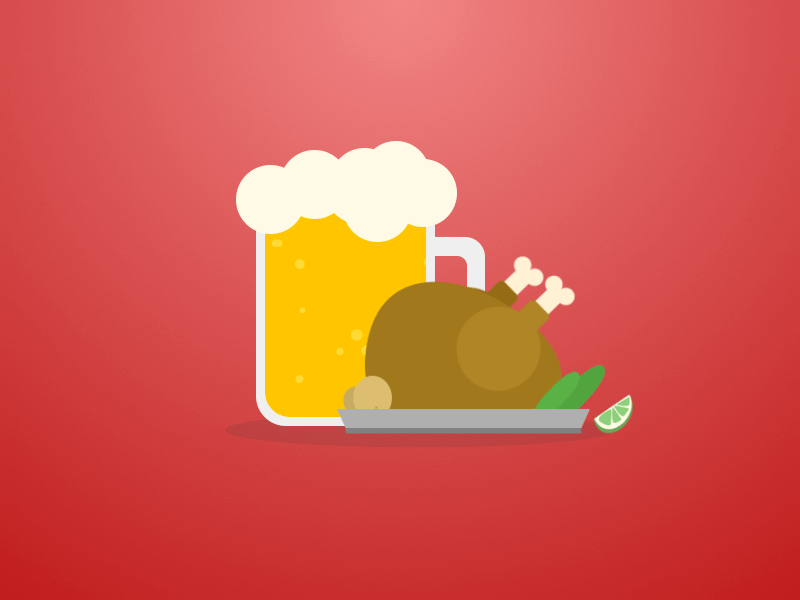 Perfect Combination for this Weekend! animation beer chicken foam gif illustration lemon lime potato webkul