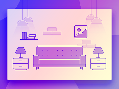 Room Illustration for Qloapps books gradient hotel illustration qloapps room sofa webkul