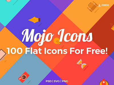Mojo Icons - Free 100 Flat Icons flat free freebie icon icons illustration mojo psd svg webkul