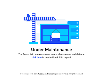 Maintenance Page construction error illustration maintenance server support ticket ui uvdesk ux webkul