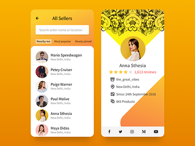 Seller Profile for Marketplace Store app ecommerce icon icons marketplace mobile product design profile profile page seller shopify store ui ux webkul