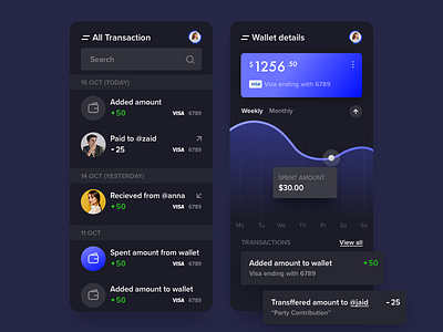 Wallet System - Dark Theme