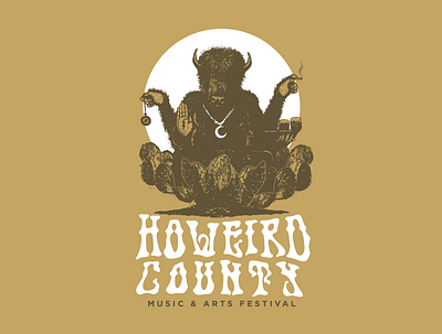 Howeird County Music & Arts Festival bison buffalo cosmic festival flyer