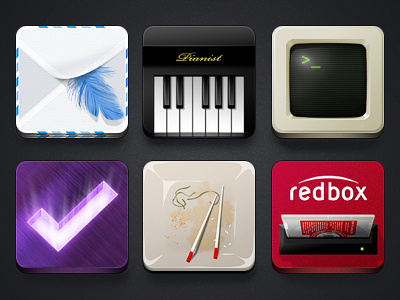 Icons for Jaku iPhone Theme food icons iphone jaku omnifocus pianst redbox sparrow terminal theme