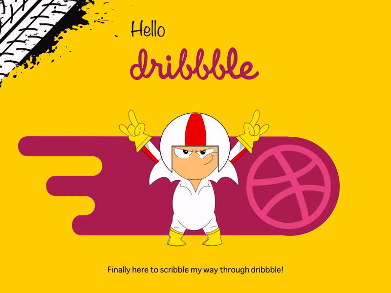 Hello Dribbble animation buttowski debut dribbble first firstshot hello kick shot stunt ui ux