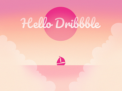 First Dribbble Shot clouds dawn dribbble flat illustration inspiration light sea