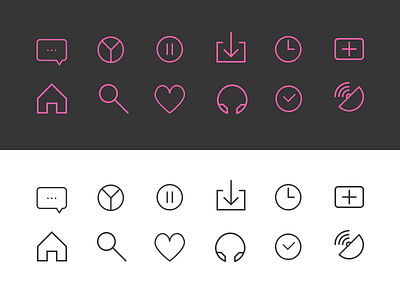 Minimalistic Icon Set add chat clock design heart home icon set illustration music ui ux