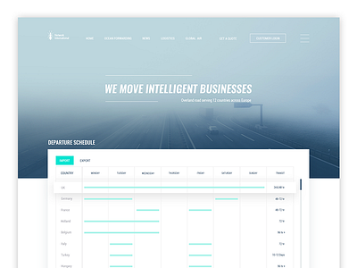 Network International blue clean design green landing logistics network scroll table ui ux