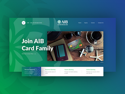 AIB Card Family website re-design. agency bank banking digital phoenix gradiant simple ui webdesign