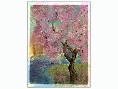 Spring in the City art city view digital art watercolor