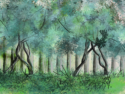 Fence art illustration procreate trees watercolor