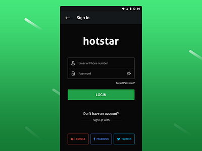 Hotstar App Redesign Concept android app entertainment hotstar app login screen signin signin screen ui
