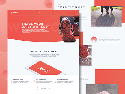 Fitly Landing Page - Track your daily workout fitness landingpage landingpagedesign webside workout tracker