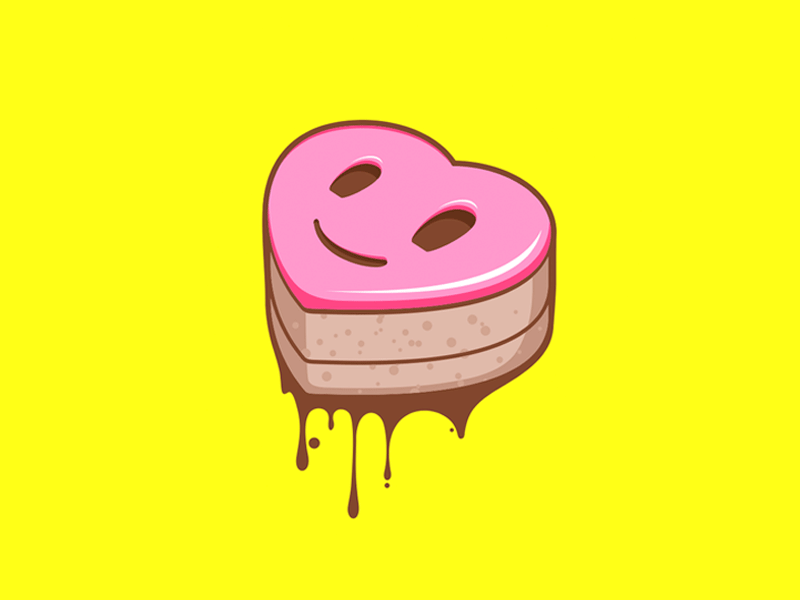 B'Cake cake candy chocolate illustration pink tipography yellow