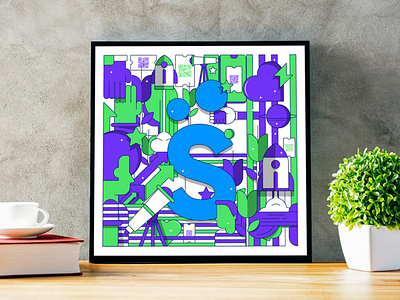 Square Frame Puzzle blue design frame geometric geometric art green illustration illustrator purple puzzle square sympla vector