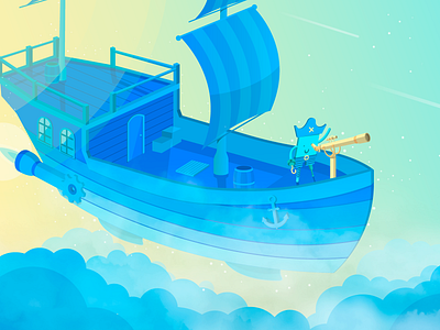 Explore boat design illustration pirate ship sky vector