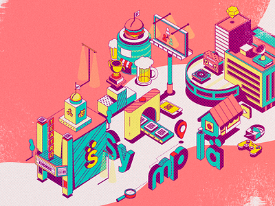 #gosympla city design illustration illustrator isometric isometric art isometric design isometric illustration pink vector