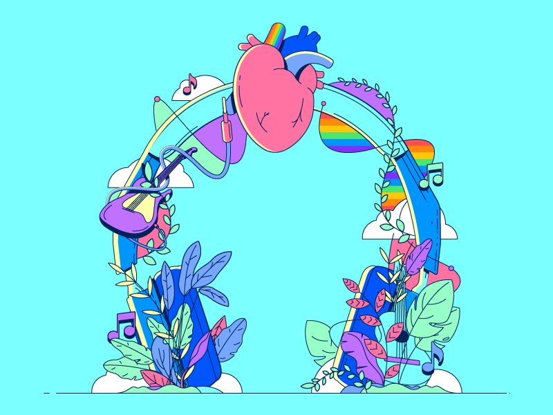 Diversity makes music better pride diversity heart headphone music design illustrator vector illustration