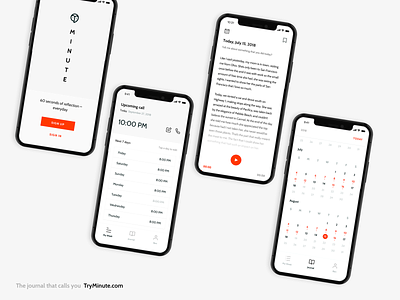Minute 🦉👋 branding design freelance friendly journal logo mindfulness mobile product design startup ui ux