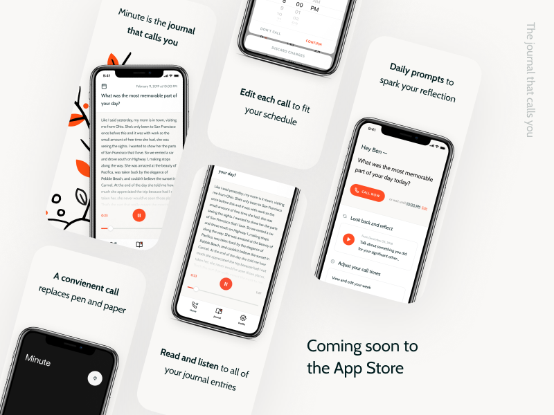 App Screenshots minute headspace mindfulness journal branding freelance marketing startup launch product design ux ui screenshots mobile app