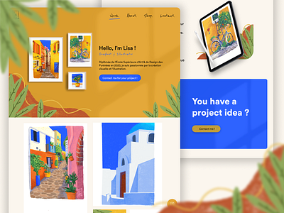 Lisa Fix website and portfolio blue design graphic design illustration illustrator orange portfolio webdesign