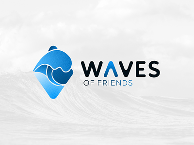 Waves of Friends new branding logo blue branding design gaming illustration logo vector wave