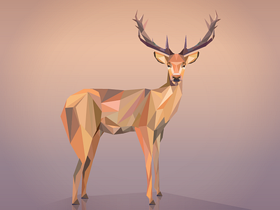 The Red Deer art charechter illustration polygon vector