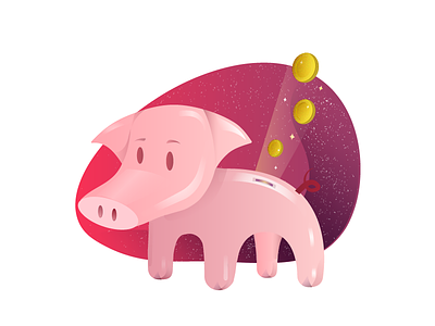 PIggy Bank charecter coin design illustration piggy pink sparkle vector