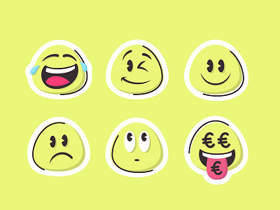 Emojis Set ai characters emojis emotions faces fun illustration smile sticker strokes yellow