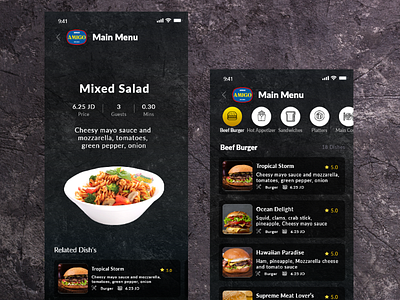 Restaurant Menu App burger mobileapp pizza redesign responsive restaurant salad ui ux