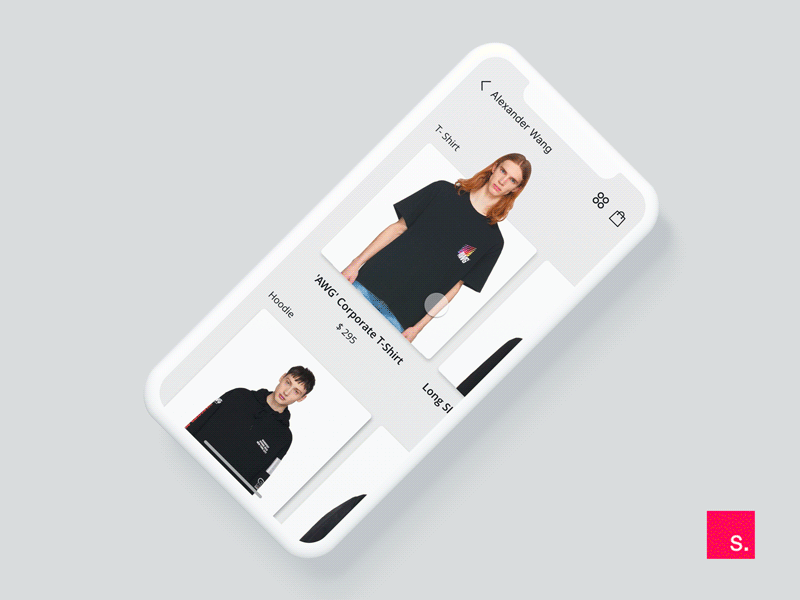 Invision Studio Exercise_E-commerce App alexander wang browse card design clothes ecommerce fun motion shopping t shirt ui design user experience visual design