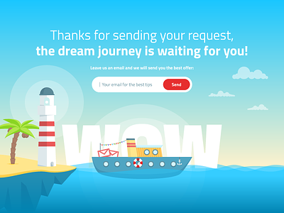 Thank You Page For Travel Agency With Mail Catcher holidays lighthouse mail catcher sea ship summer sun thank you page travel trip vacation web
