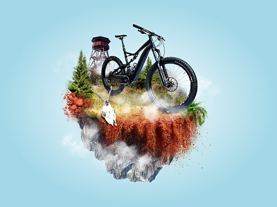 Bike Photo Manipulation With Local Lookout Tower bike electric bike lookout manipulation mountain photo tower