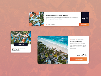 Vacation Resort Product Cards card hotel travel ui ui design web design website