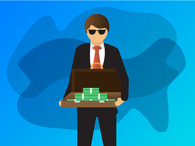 Show me the money briefcase business man business woman character illustration money