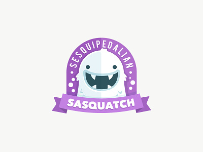 Sesquipedalian Sasquatch badge banner character illustration patch purple sasquatch snow snowman vector yet