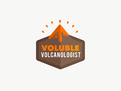 Voluble Volcanologist badge brown illustration orange patch vector volcano