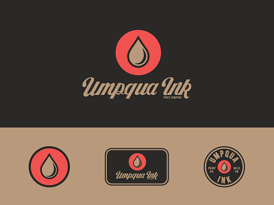 Umpqua Ink Branding badge branding drop ink printing screen printing wordmark