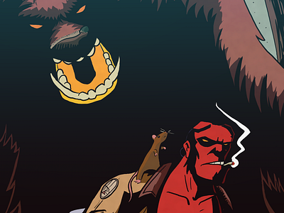 Hellboy Vs The Gruffalo art comics digital gruffalo hellboy illustration