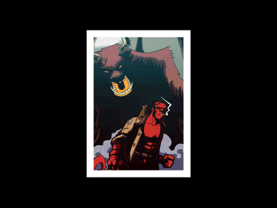 Hellboy vs the Gruffalo - animated animated comics css gif gruffalo hellboy html illustration