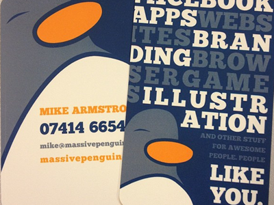 Massive Penguin Business Cards closeup