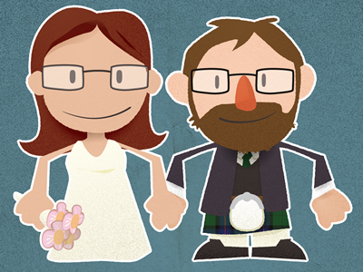 Bride and Groom 2 bride groom illustration kilt wedding