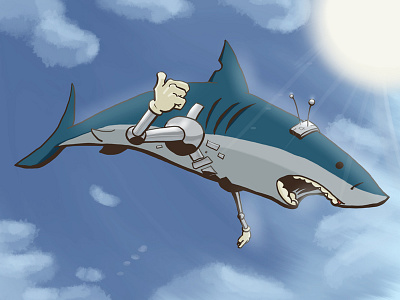 SkyShark! character design explosion high hero illustration shark webcomic
